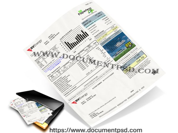 NVEnergy Electric Service Bill Nevada PSD Template