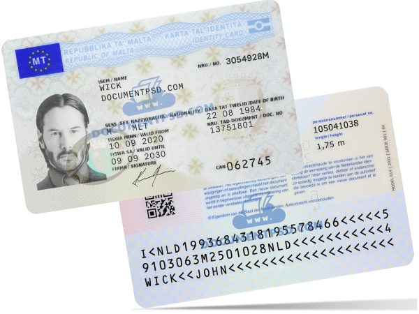 Malta ID Card NEW PSD Template