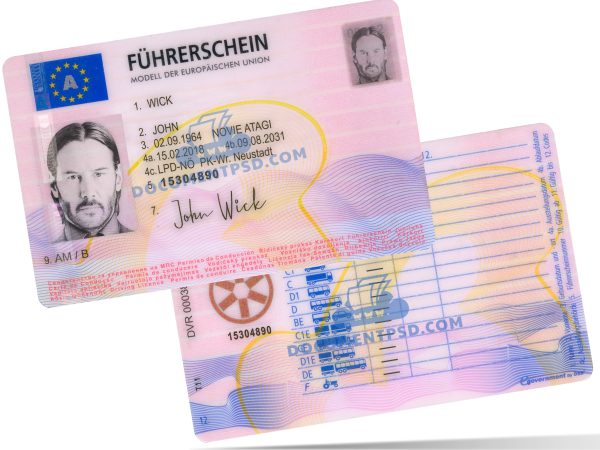 Austria Driver license PSD Template
