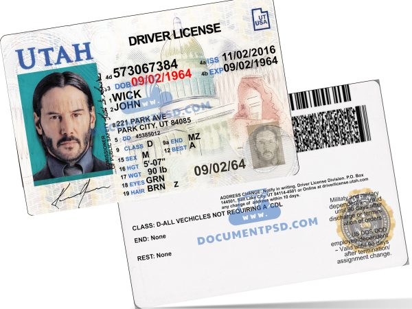 Utah Driver License PSD Template