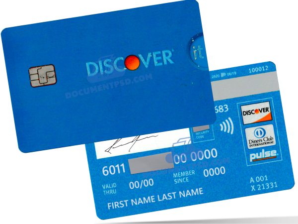 Diskover Card Blue Credit card PSD Template USA