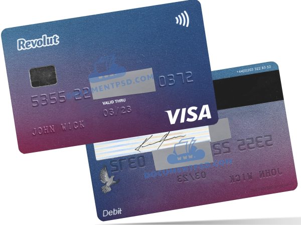 Revolut Visa Card  United Kingdom PSD Template