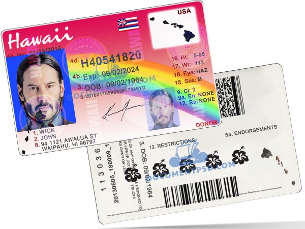 Hawaii Driver License PSD Template