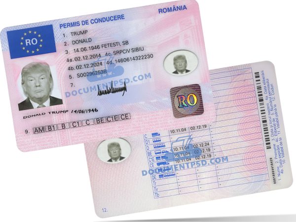 Romania Driver License PSD Template