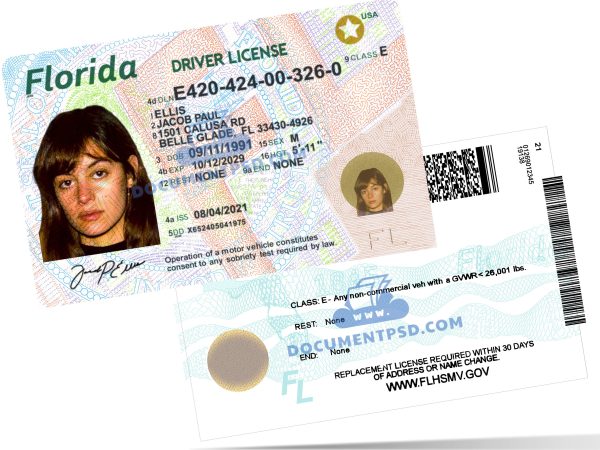 FLORIDA DRIVER LICENSE REV 03.01.2020 (UV) PSD Template