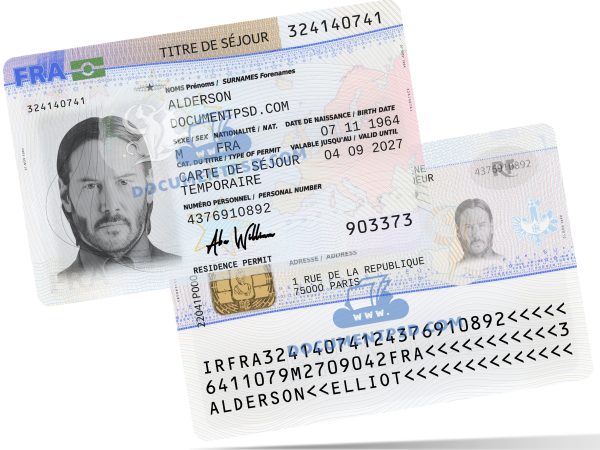 France Residence Permit PSD Template