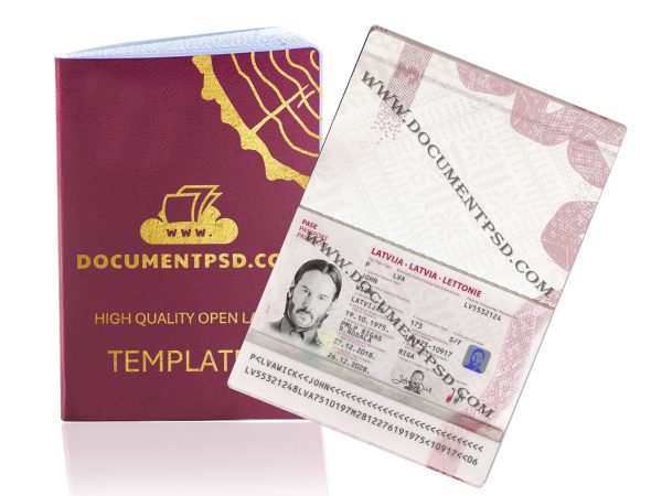 Latvia Passport PSD Template
