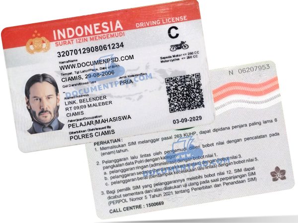 Indonesia Driver License PSD Template