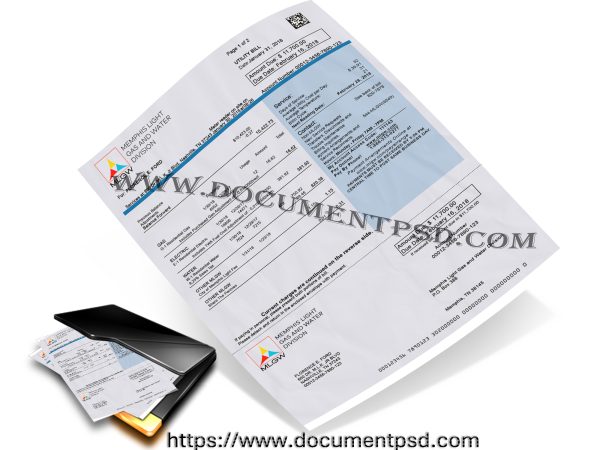 Memphis Light, Gas and Water Division Utility Bill Tennessee PSD Template