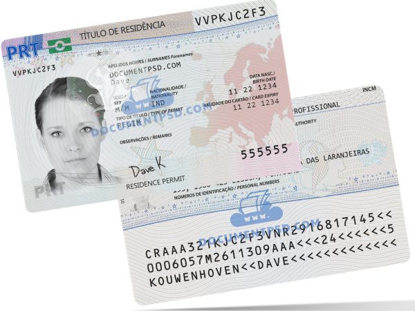 Portugal Residence Permit PSD Template +UV