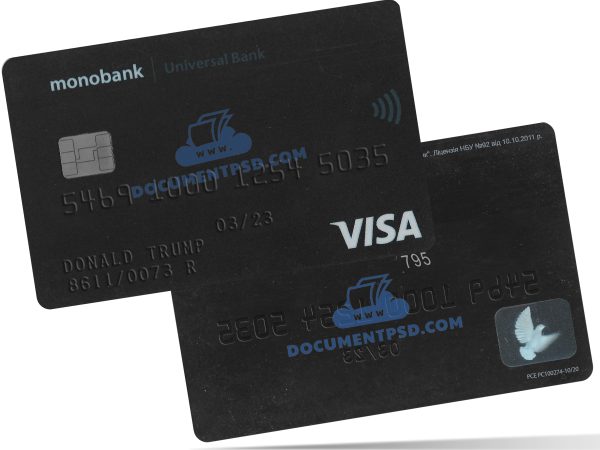 Моно Банк monobank Visa Card Ukraine PSD Template