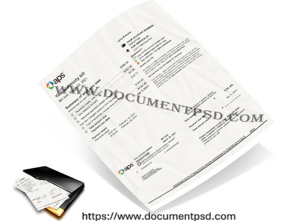 Arizona electricity bill PSD Template