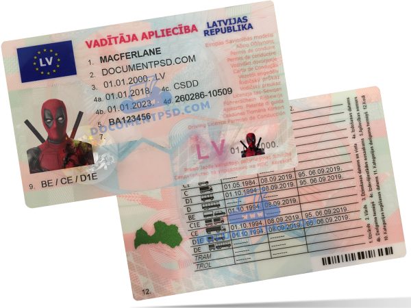 Latvia Driver License PSD Template