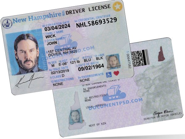 New Hampshire Driver License NEW PSD Template