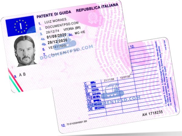 Italy Driver license PSD Template