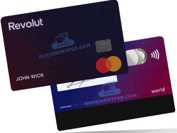 Revolut Mastercard Credit card United Kingdom PSD Template