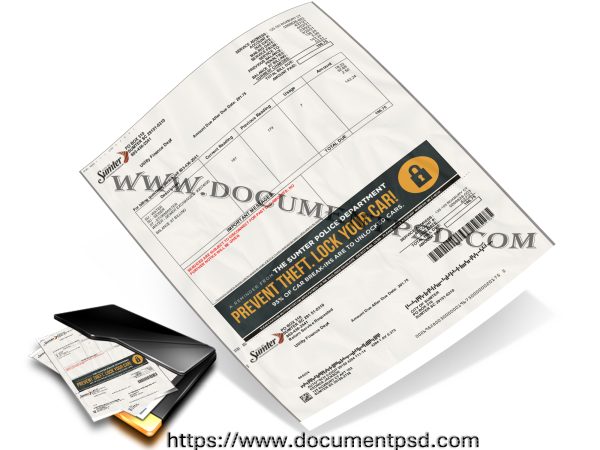 City of Sumter Utility Bill South Carolina United States PSD Template