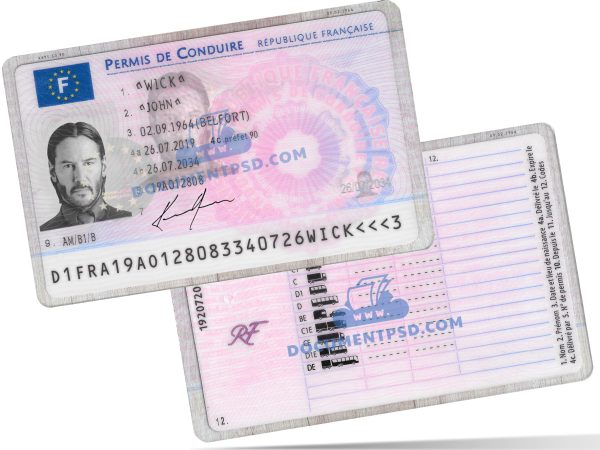 France Driver License PSD Template