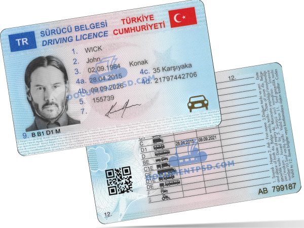 Turkey Driver License 2016 PSD Template