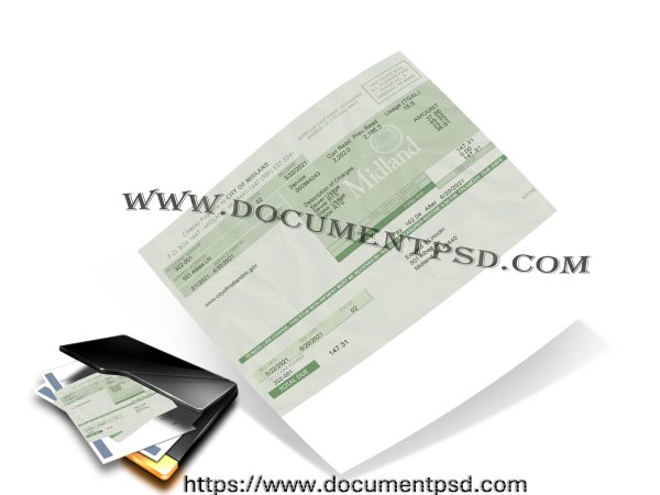 City of Midland Water/Sewer Bill. PSD Template