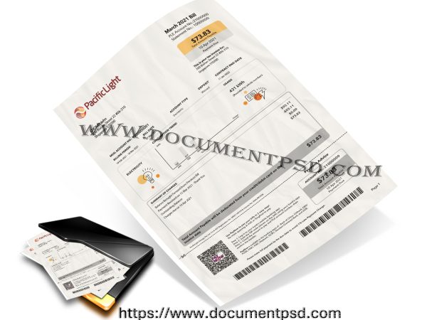 PacificLight Electricity Bill / Tax Invoice Singapore PSD Template
