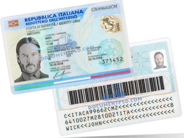 Italy ID Card PSD Template