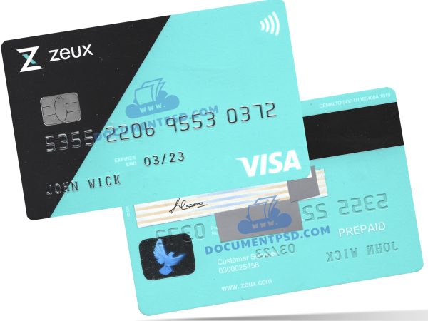 Zeux Prepaid Card United Kingdom PSD Template