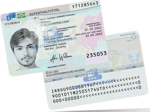 GERMANY Residence Permit PSD Template + UV