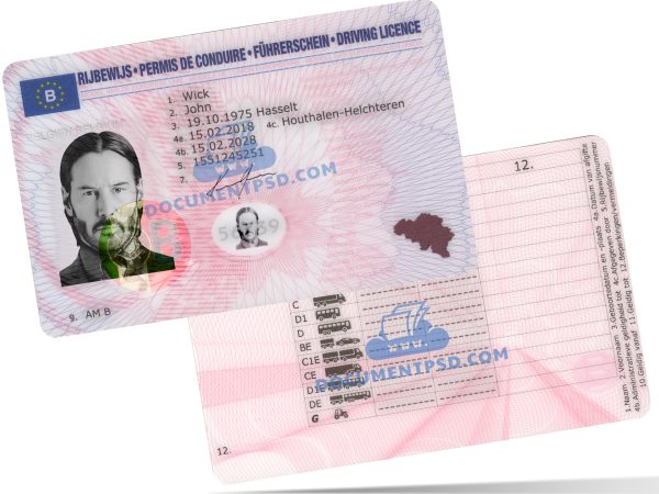 Belgium Driver License PSD Template