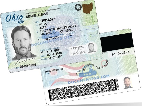 Ohio Driver License NEW PSD Template