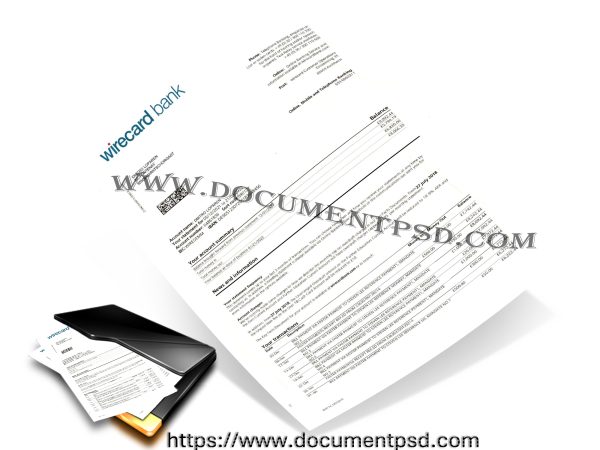 Wirecard Bank AG Bank account statement Germany