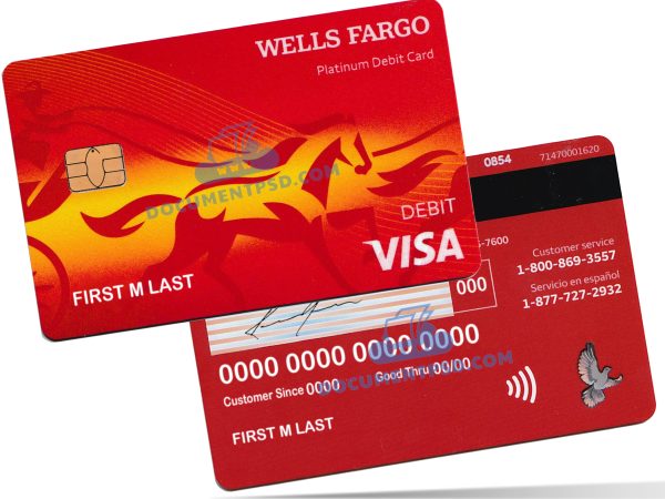 Wells Fargo Platinum Debit Visa Card United States PSD Template