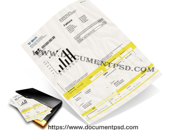 BKK AS Invoice (BKK AS - Faktura). Norway. PSD Template