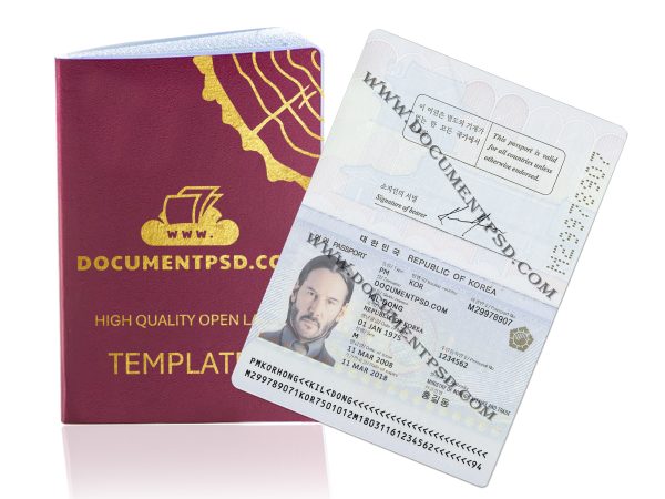Republic of Korea passport PSD Template