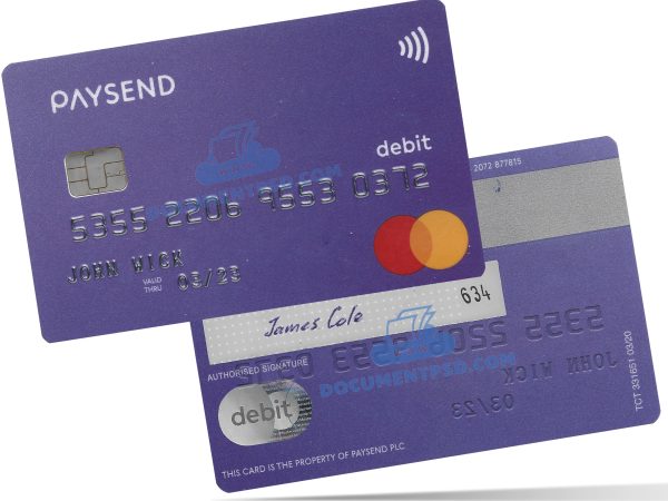 Paysend Debit Mastercard United Kingdom PSD Template