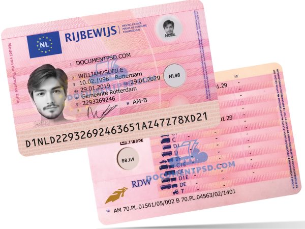 Netherlands Driver License PSD Template