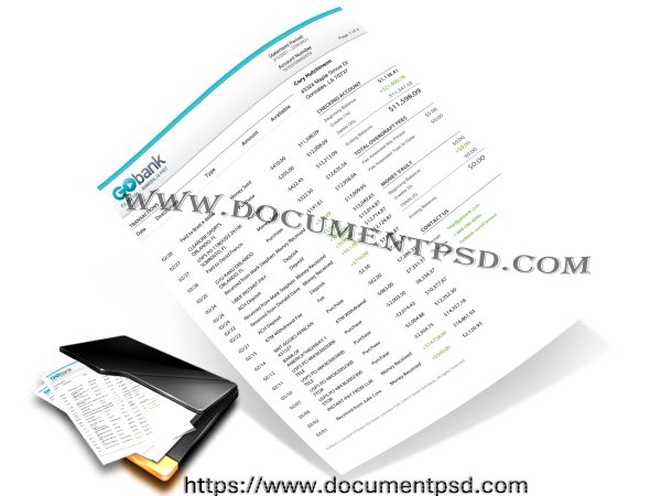 GO bank hecking account statement USA CALIFORNIA