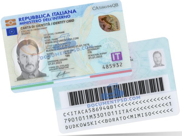 Italy ID Card NEW 2022 PSD Template