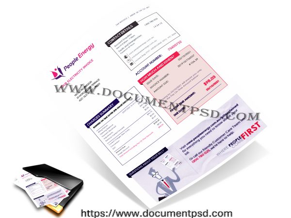 Australian electricity bill PSD Template