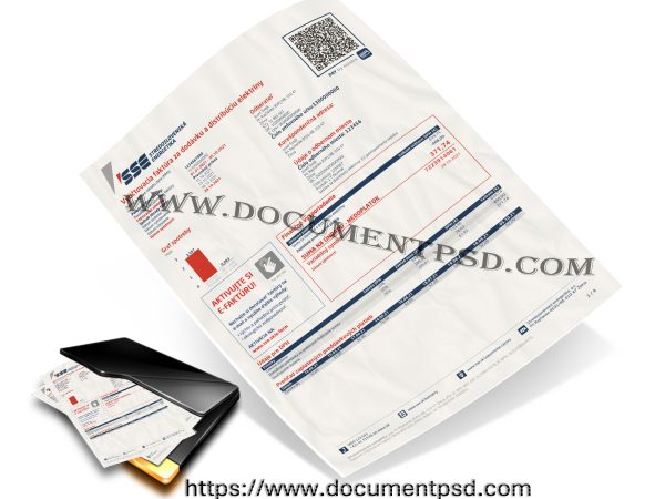 SSE Electricity Invoice Stredoslovenská energetika, a.s.). Slovakia PSD Template