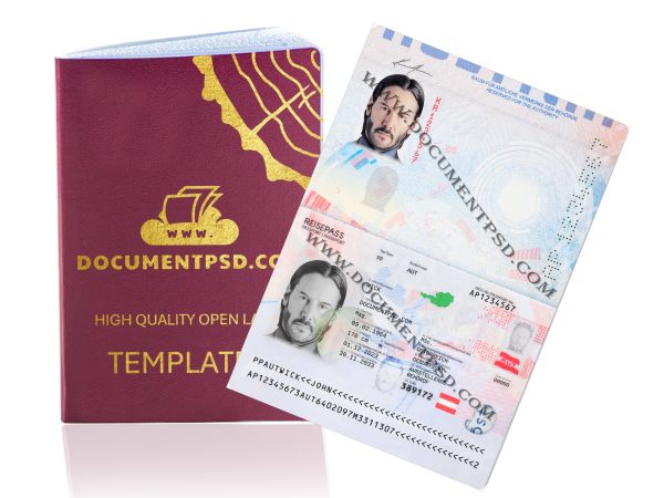 Austria Passport 2023 NEW PSD Template