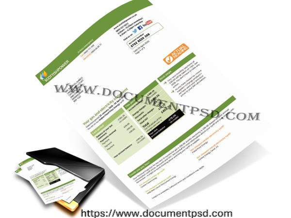 ScottishPower Gas and Electricity Statement. United Kingdom. PSD Templates