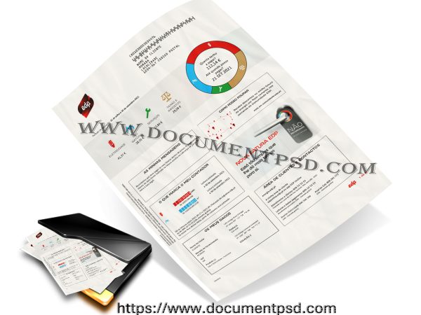 EDP Utility Invoice (Fatura EDP), Portugal. PSD Template