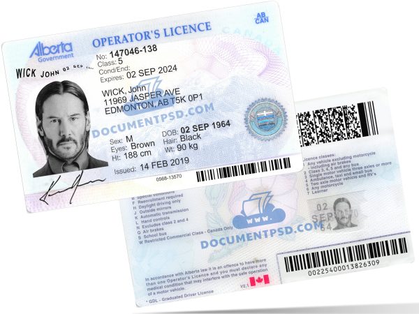 Alberta Driver License NEW PSD Template