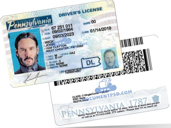 Pennsylvania Driver License PSD Template