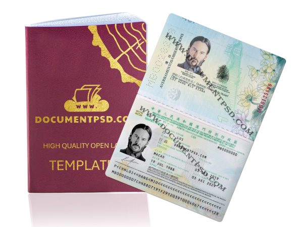 China Passport Macao NEW PSD Template