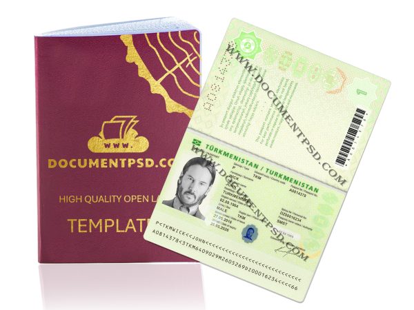 Turkmenistan Passport PSD Template