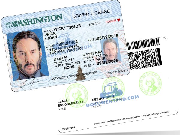Washington Driver License PSD Template
