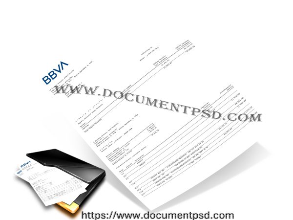 BBVA USA Bank account statement (Checking) PSD Template