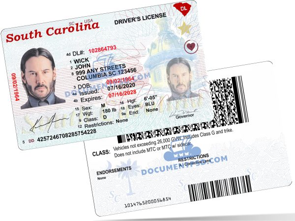 South Carolina Driver License NEW PSD Template